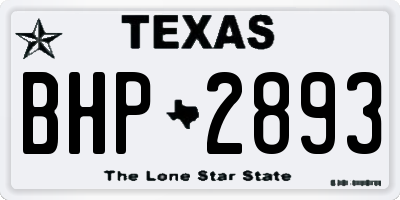 TX license plate BHP2893