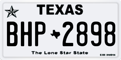 TX license plate BHP2898