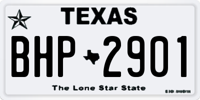 TX license plate BHP2901