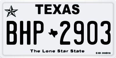 TX license plate BHP2903
