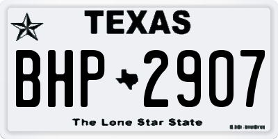 TX license plate BHP2907