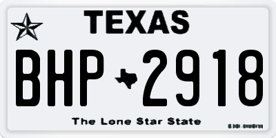 TX license plate BHP2918