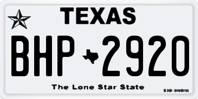 TX license plate BHP2920