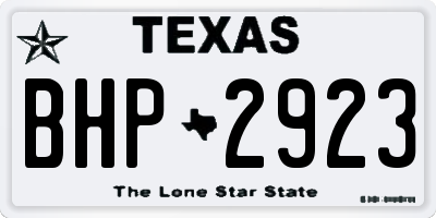TX license plate BHP2923