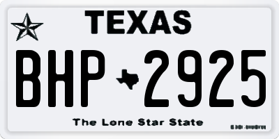 TX license plate BHP2925