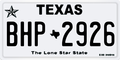 TX license plate BHP2926