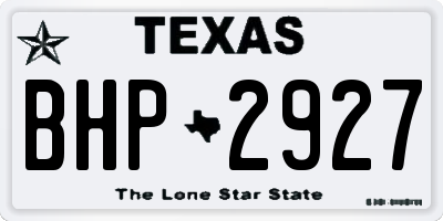 TX license plate BHP2927