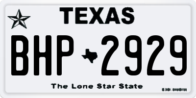 TX license plate BHP2929