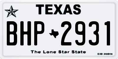 TX license plate BHP2931
