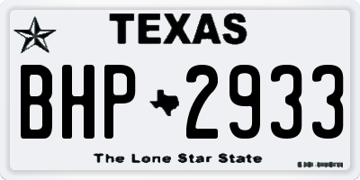 TX license plate BHP2933