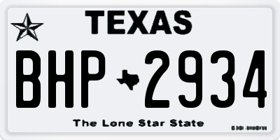 TX license plate BHP2934