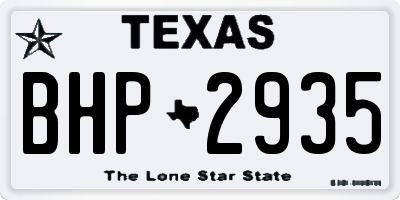 TX license plate BHP2935