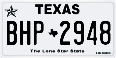TX license plate BHP2948