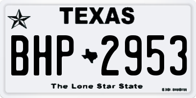 TX license plate BHP2953