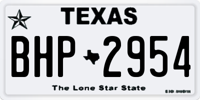 TX license plate BHP2954