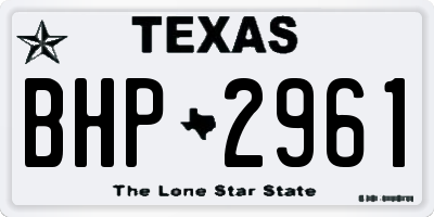 TX license plate BHP2961