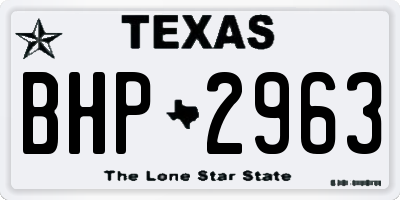 TX license plate BHP2963