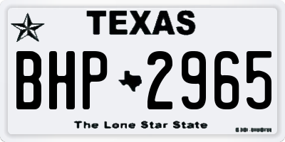 TX license plate BHP2965