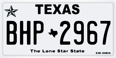 TX license plate BHP2967