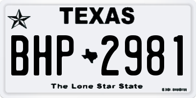 TX license plate BHP2981