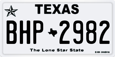 TX license plate BHP2982