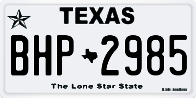 TX license plate BHP2985