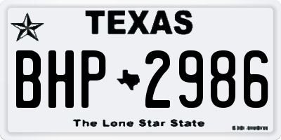 TX license plate BHP2986