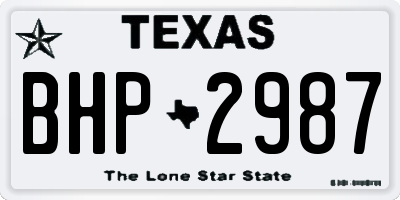 TX license plate BHP2987
