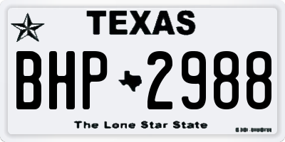 TX license plate BHP2988