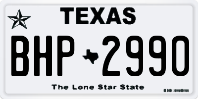 TX license plate BHP2990