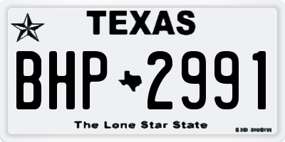 TX license plate BHP2991