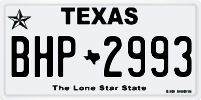TX license plate BHP2993