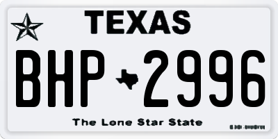 TX license plate BHP2996