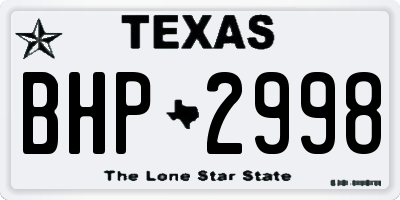 TX license plate BHP2998