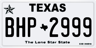TX license plate BHP2999