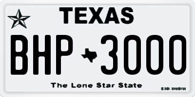TX license plate BHP3000
