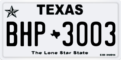 TX license plate BHP3003