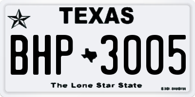 TX license plate BHP3005