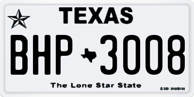TX license plate BHP3008
