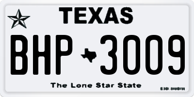 TX license plate BHP3009