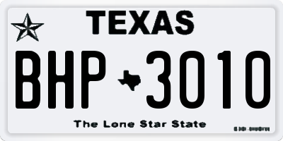 TX license plate BHP3010