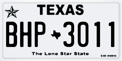 TX license plate BHP3011