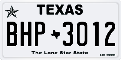 TX license plate BHP3012