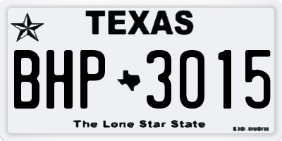 TX license plate BHP3015