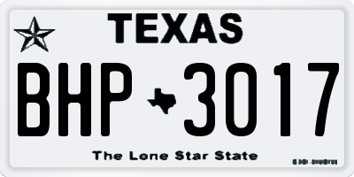 TX license plate BHP3017