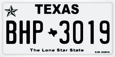 TX license plate BHP3019