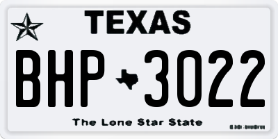 TX license plate BHP3022