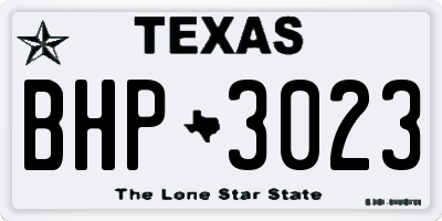TX license plate BHP3023