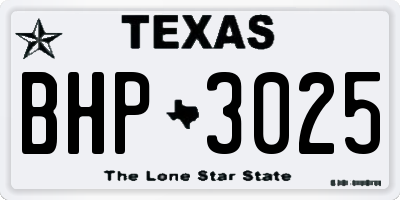 TX license plate BHP3025