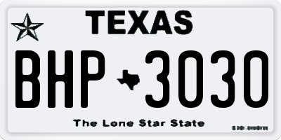 TX license plate BHP3030